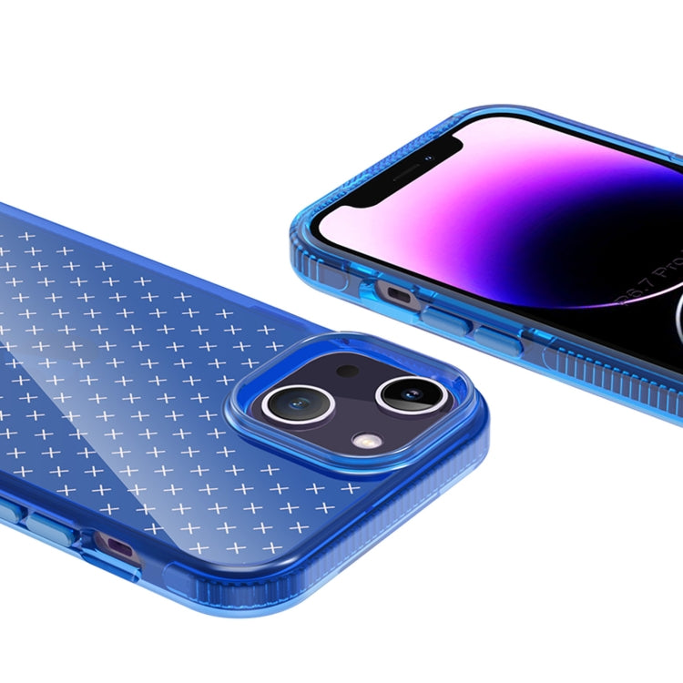 For iPhone 14 Plus Grid Pattern Transparent TPU Phone Case