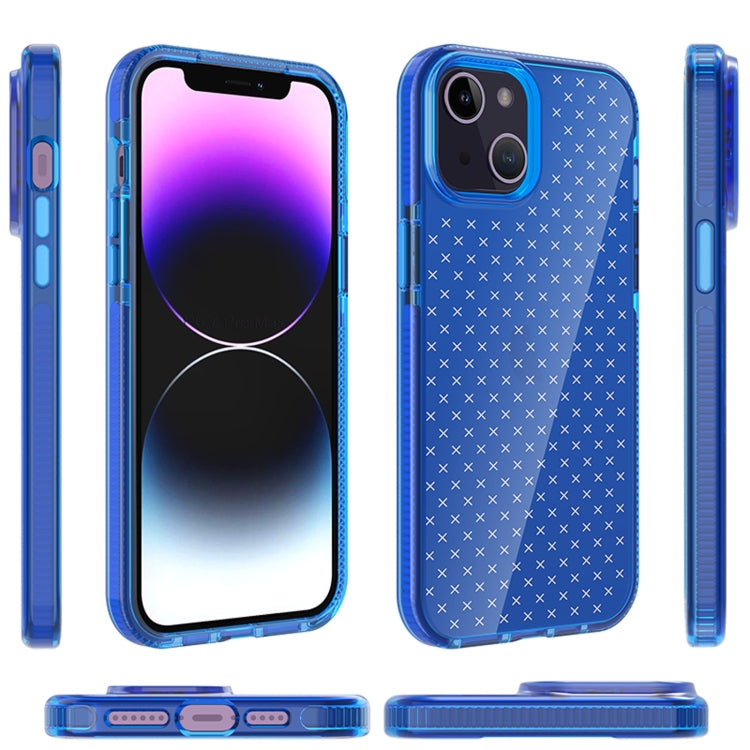 For iPhone 14 Plus Grid Pattern Transparent TPU Phone Case