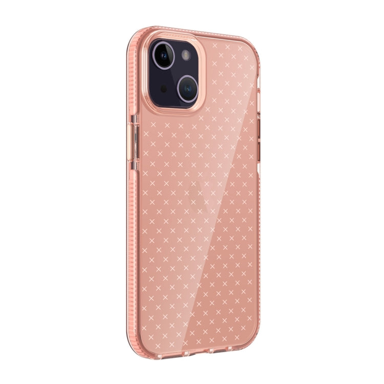 For iPhone 14 Plus Grid Pattern Transparent TPU Phone Case