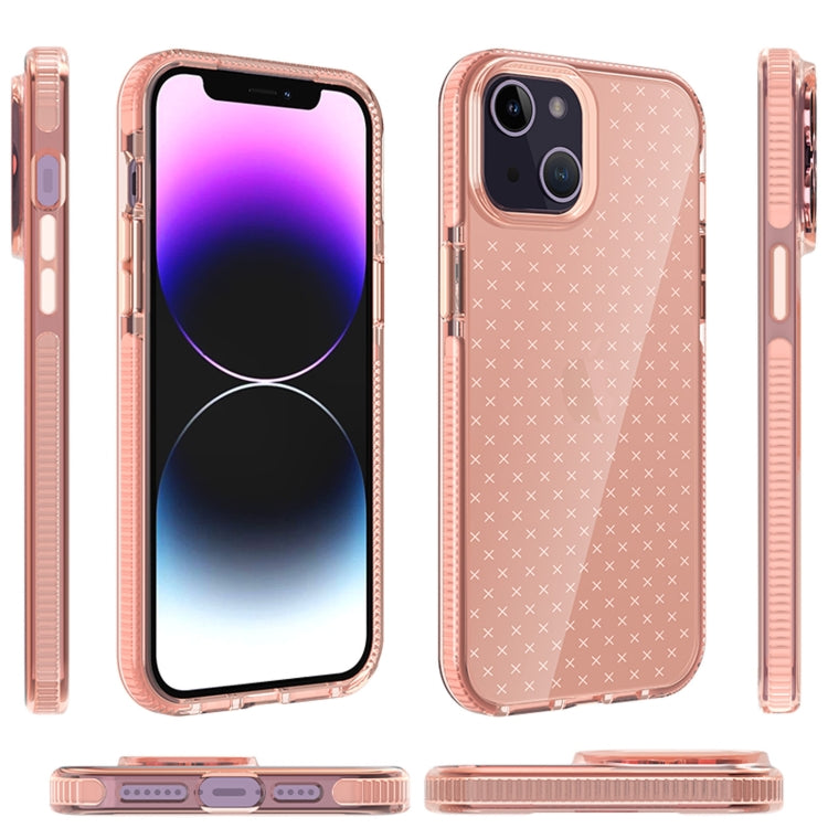 For iPhone 14 Plus Grid Pattern Transparent TPU Phone Case