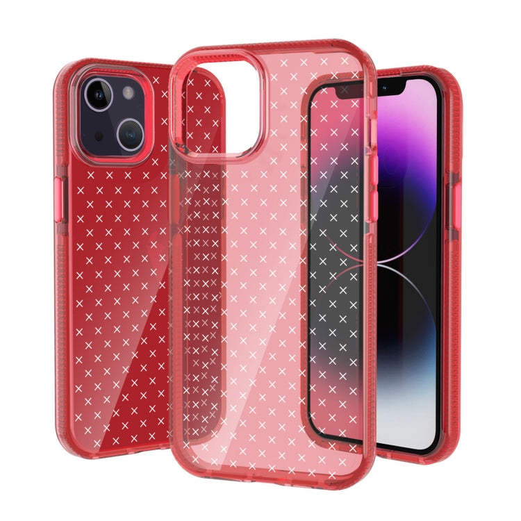 For iPhone 14 Plus Grid Pattern Transparent TPU Phone Case