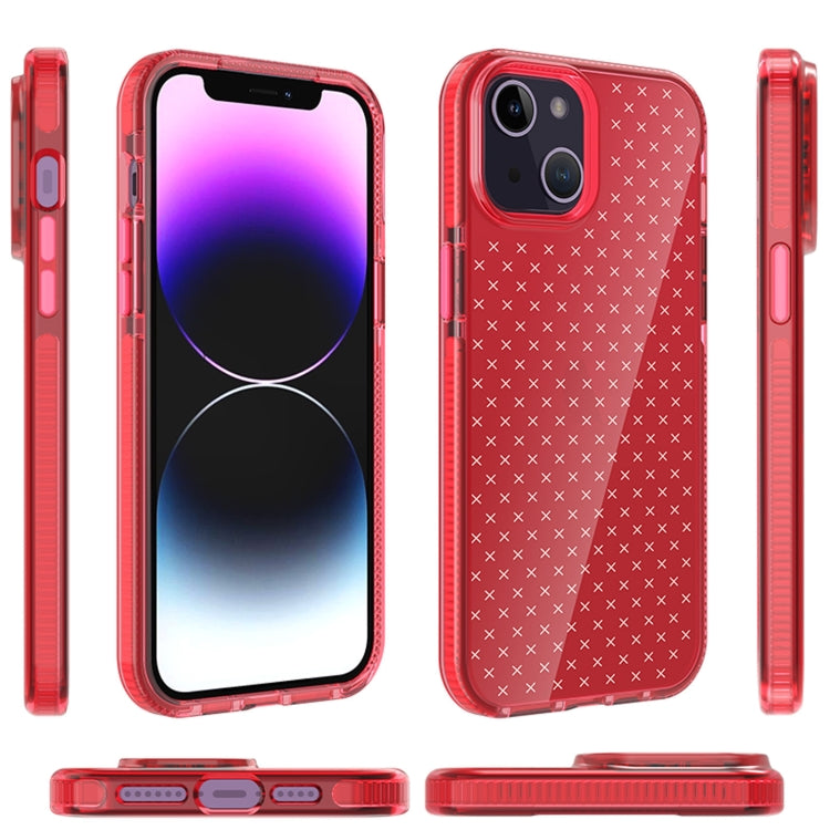 For iPhone 14 Plus Grid Pattern Transparent TPU Phone Case