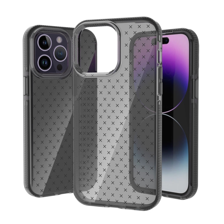 For iPhone 14 Pro Grid Pattern Transparent TPU Phone Case
