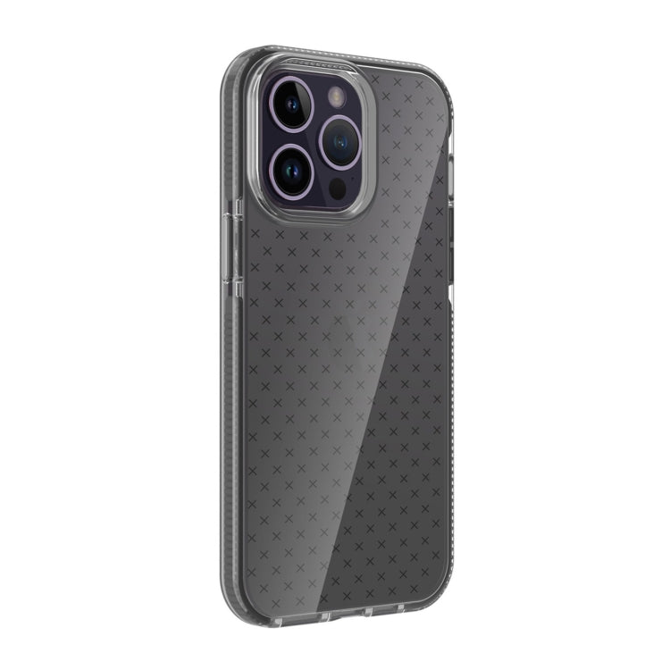 For iPhone 14 Pro Grid Pattern Transparent TPU Phone Case