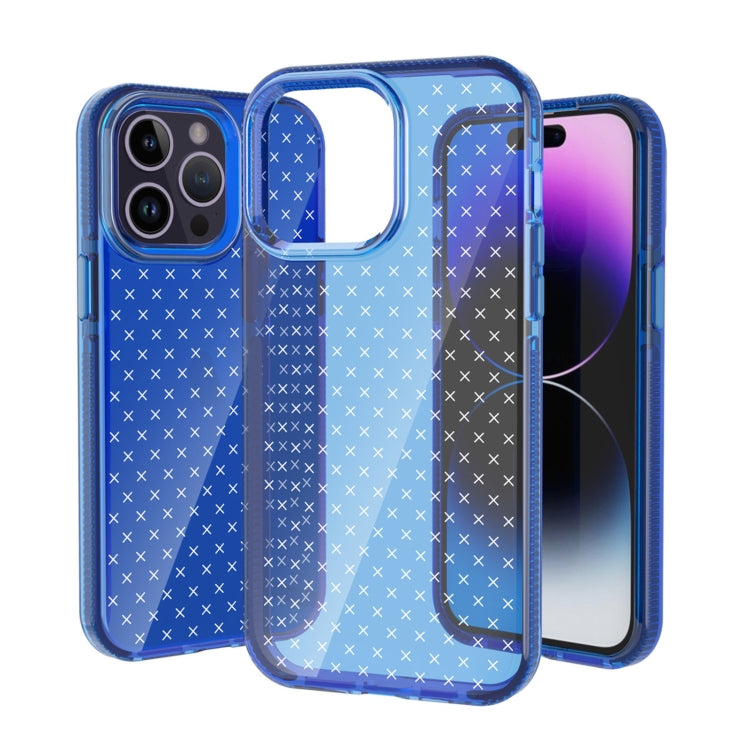 For iPhone 14 Pro Grid Pattern Transparent TPU Phone Case
