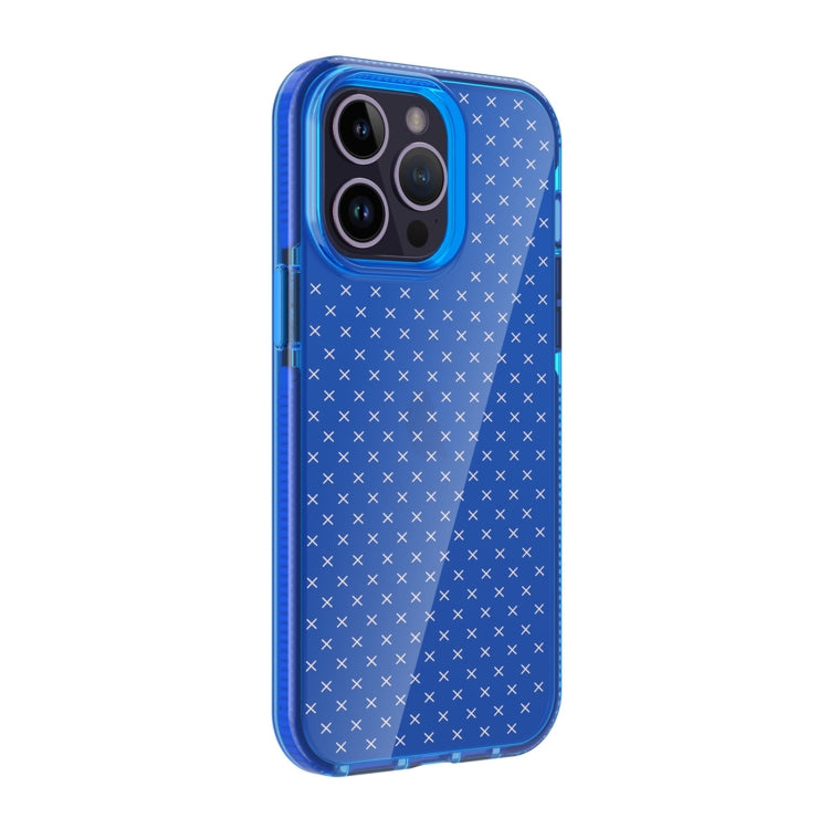 For iPhone 14 Pro Grid Pattern Transparent TPU Phone Case