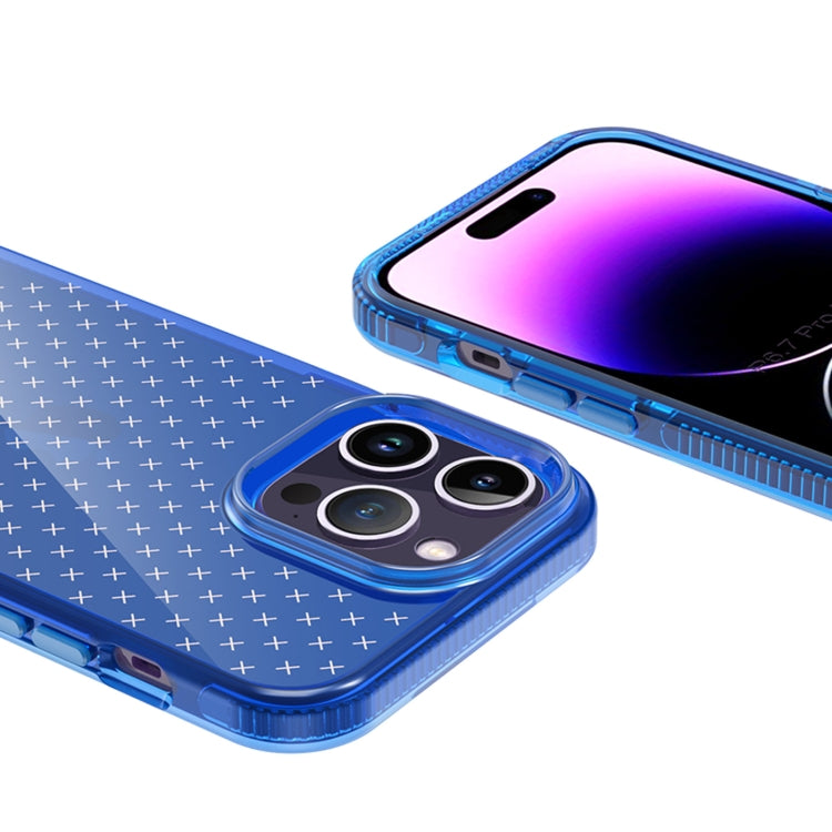 For iPhone 14 Pro Grid Pattern Transparent TPU Phone Case