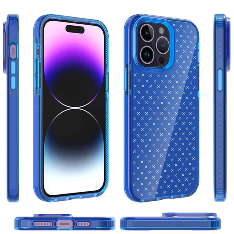 For iPhone 14 Pro Grid Pattern Transparent TPU Phone Case