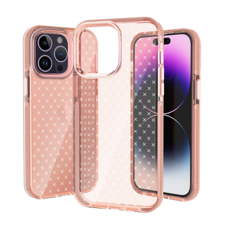 For iPhone 14 Pro Grid Pattern Transparent TPU Phone Case