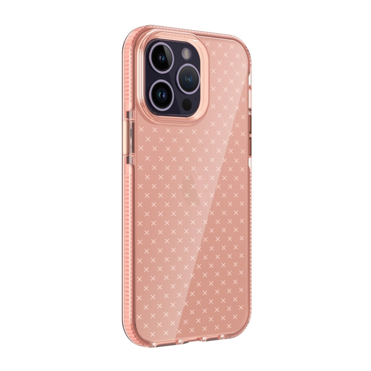 For iPhone 14 Pro Grid Pattern Transparent TPU Phone Case