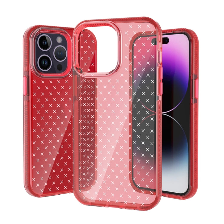 For iPhone 14 Pro Grid Pattern Transparent TPU Phone Case