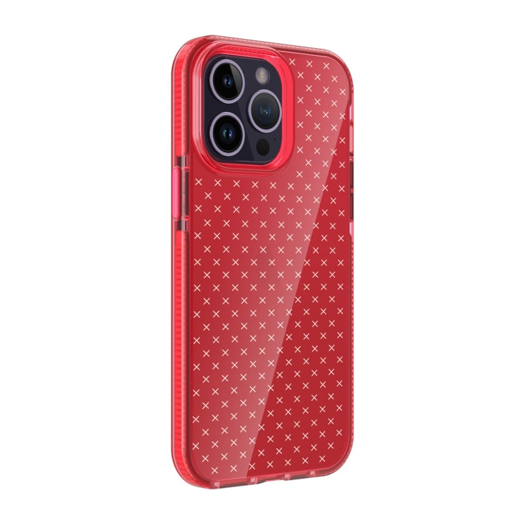 For iPhone 14 Pro Grid Pattern Transparent TPU Phone Case