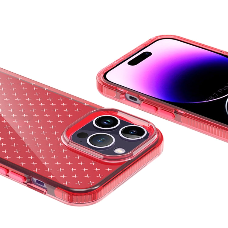 For iPhone 14 Pro Grid Pattern Transparent TPU Phone Case