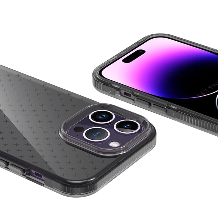 For iPhone 14 Pro Max Grid Pattern Transparent TPU Phone Case