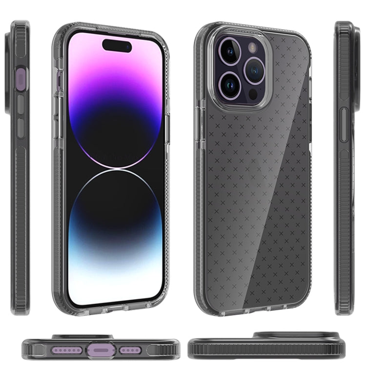 For iPhone 14 Pro Max Grid Pattern Transparent TPU Phone Case