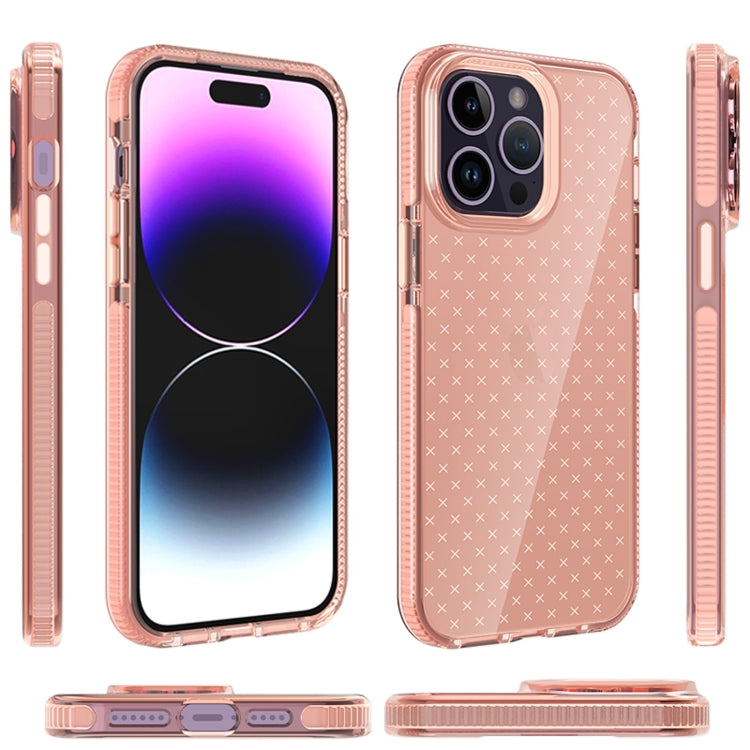 For iPhone 14 Pro Max Grid Pattern Transparent TPU Phone Case