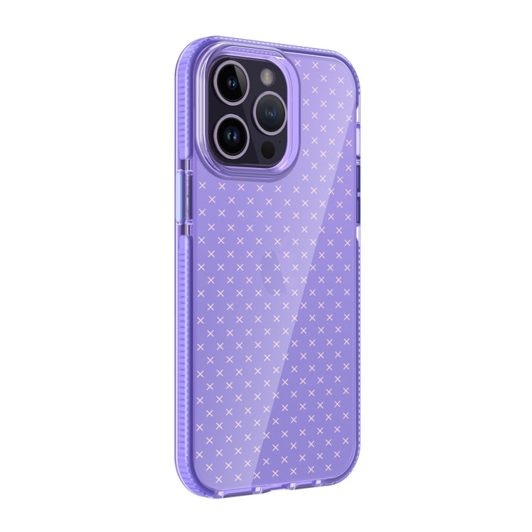 For iPhone 14 Pro Max Grid Pattern Transparent TPU Phone Case