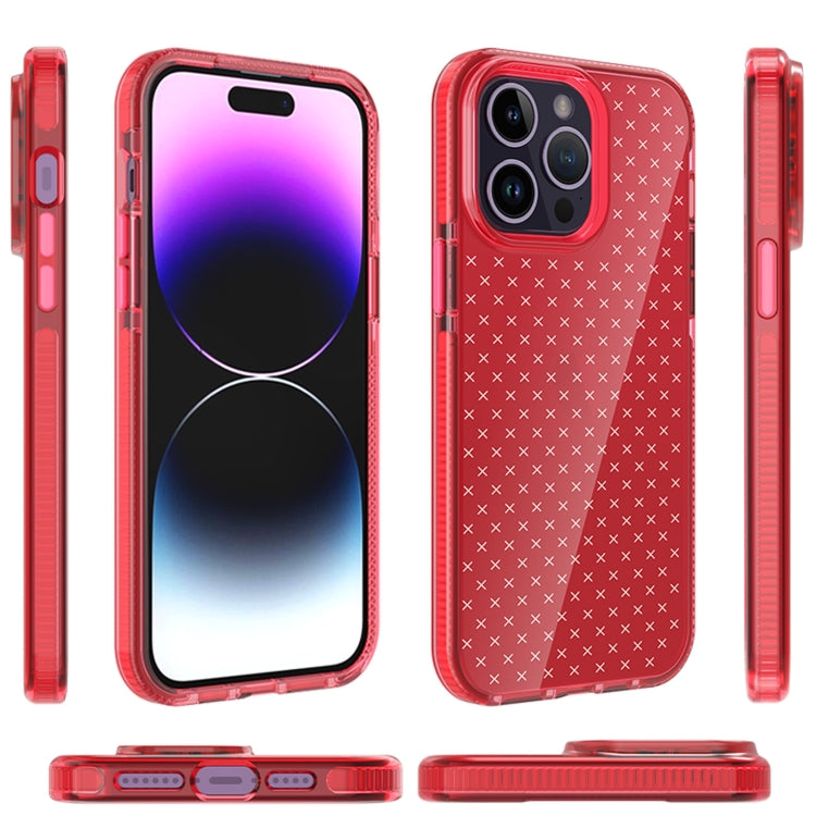 For iPhone 14 Pro Max Grid Pattern Transparent TPU Phone Case