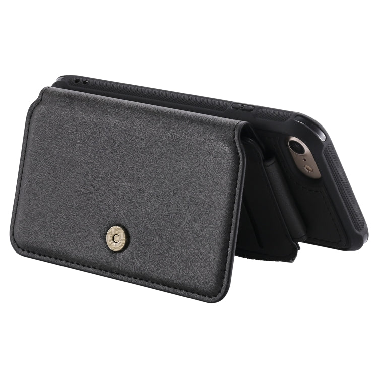 For iPhone SE 2022 / SE 2020 / 8 / 7 Zipper Shockproof Protective Case with Card Slots & Bracket & Photo Holder & Wallet Function