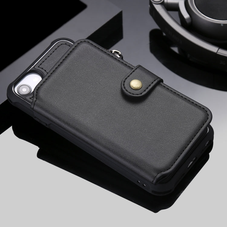 For iPhone SE 2022 / SE 2020 / 8 / 7 Zipper Shockproof Protective Case with Card Slots & Bracket & Photo Holder & Wallet Function