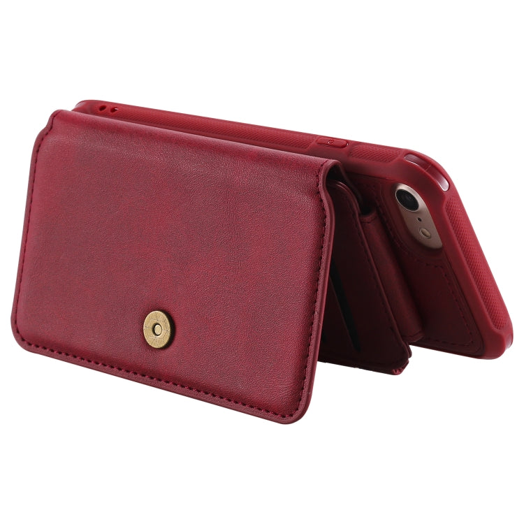 For iPhone SE 2022 / SE 2020 / 8 / 7 Zipper Shockproof Protective Case with Card Slots & Bracket & Photo Holder & Wallet Function