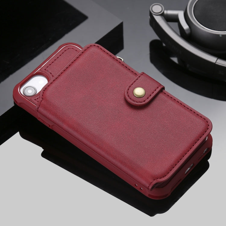 For iPhone SE 2022 / SE 2020 / 8 / 7 Zipper Shockproof Protective Case with Card Slots & Bracket & Photo Holder & Wallet Function