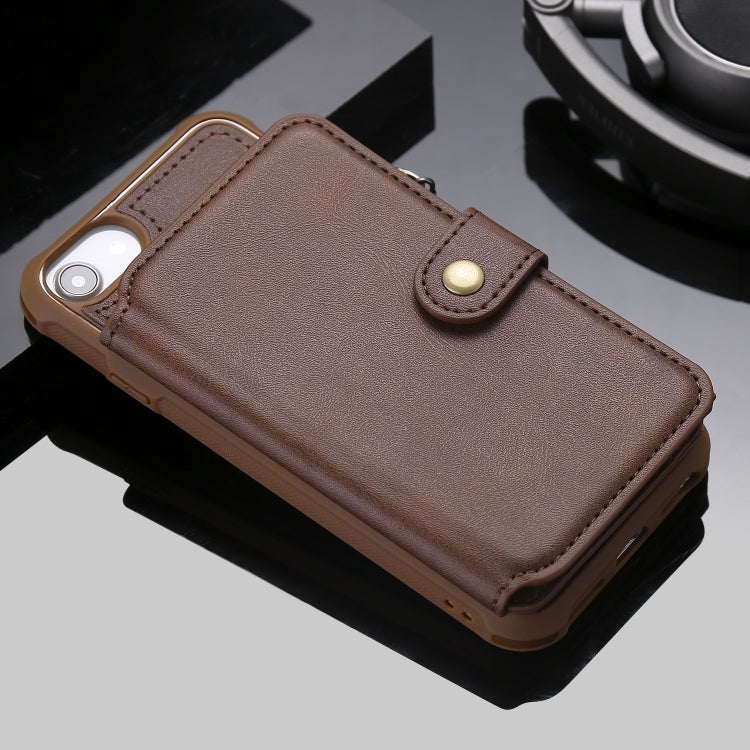 For iPhone SE 2022 / SE 2020 / 8 / 7 Zipper Shockproof Protective Case with Card Slots & Bracket & Photo Holder & Wallet Function