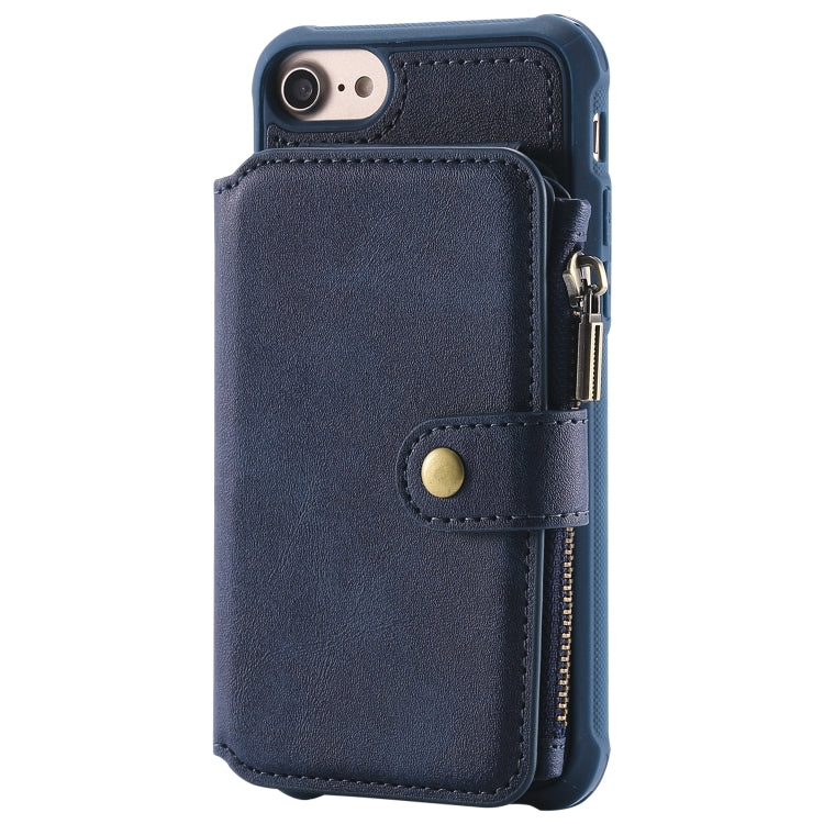 For iPhone SE 2022 / SE 2020 / 8 / 7 Zipper Shockproof Protective Case with Card Slots & Bracket & Photo Holder & Wallet Function