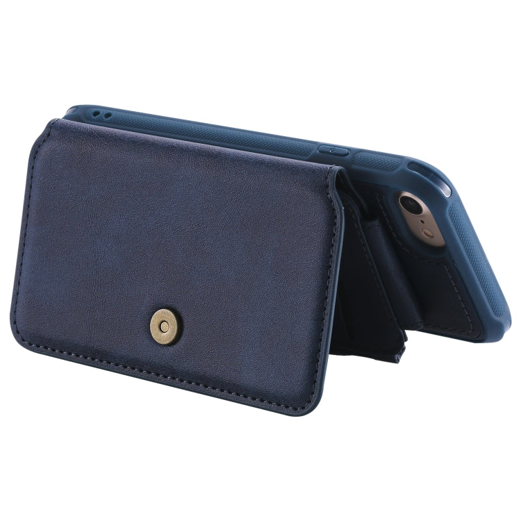 For iPhone SE 2022 / SE 2020 / 8 / 7 Zipper Shockproof Protective Case with Card Slots & Bracket & Photo Holder & Wallet Function