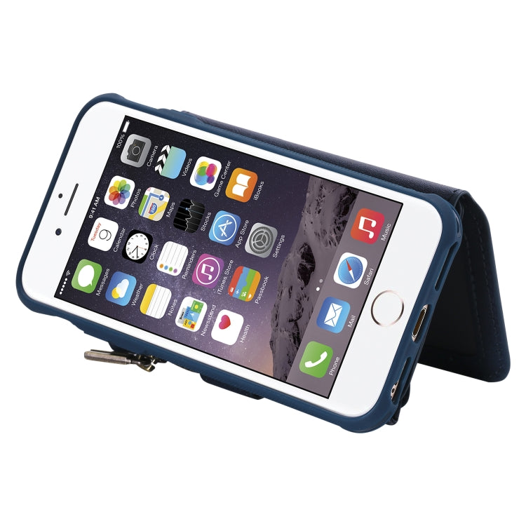 For iPhone SE 2022 / SE 2020 / 8 / 7 Zipper Shockproof Protective Case with Card Slots & Bracket & Photo Holder & Wallet Function