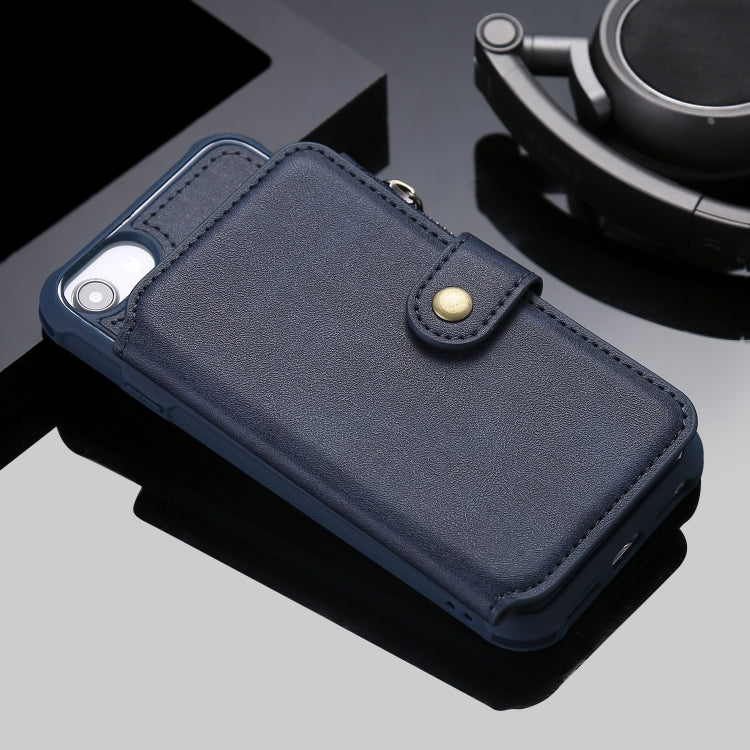 For iPhone SE 2022 / SE 2020 / 8 / 7 Zipper Shockproof Protective Case with Card Slots & Bracket & Photo Holder & Wallet Function