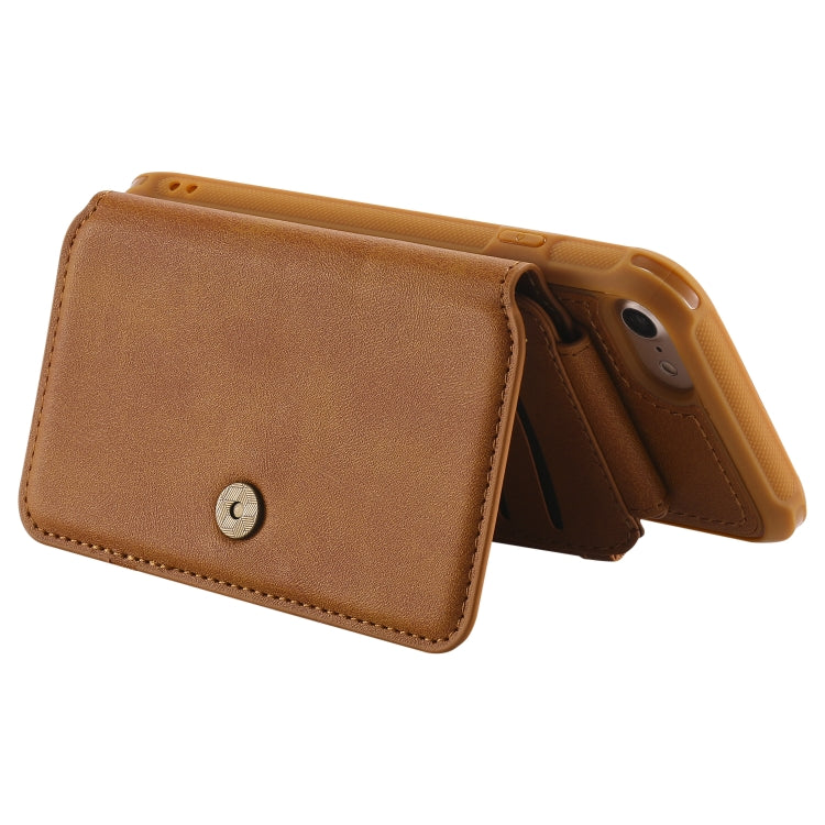 For iPhone SE 2022 / SE 2020 / 8 / 7 Zipper Shockproof Protective Case with Card Slots & Bracket & Photo Holder & Wallet Function