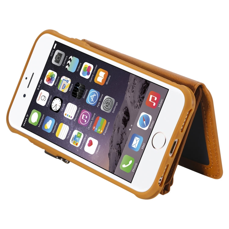 For iPhone SE 2022 / SE 2020 / 8 / 7 Zipper Shockproof Protective Case with Card Slots & Bracket & Photo Holder & Wallet Function