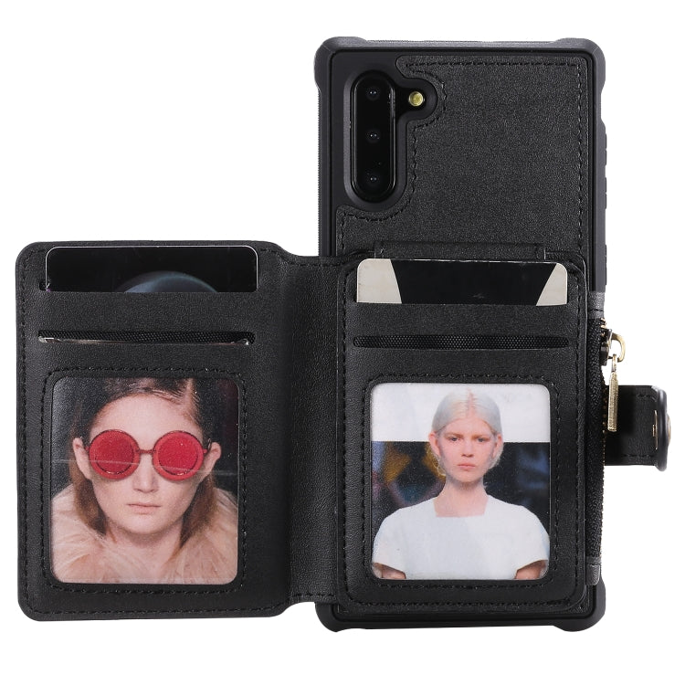 For Galaxy Note 10 Zipper Shockproof Protective Case with Card Slots & Bracket & Photo Holder & Wallet Function