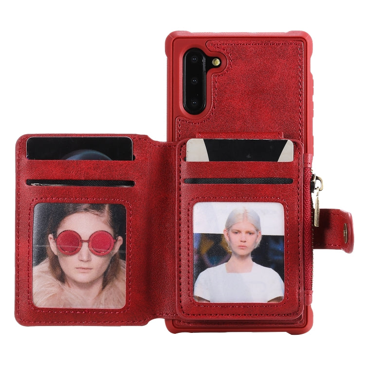 For Galaxy Note 10 Zipper Shockproof Protective Case with Card Slots & Bracket & Photo Holder & Wallet Function