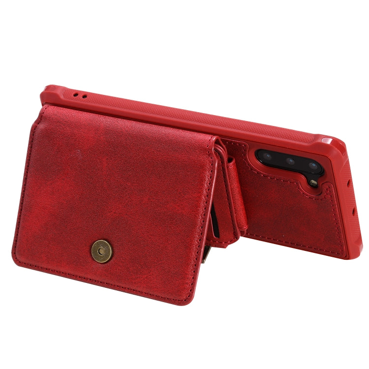 For Galaxy Note 10 Zipper Shockproof Protective Case with Card Slots & Bracket & Photo Holder & Wallet Function