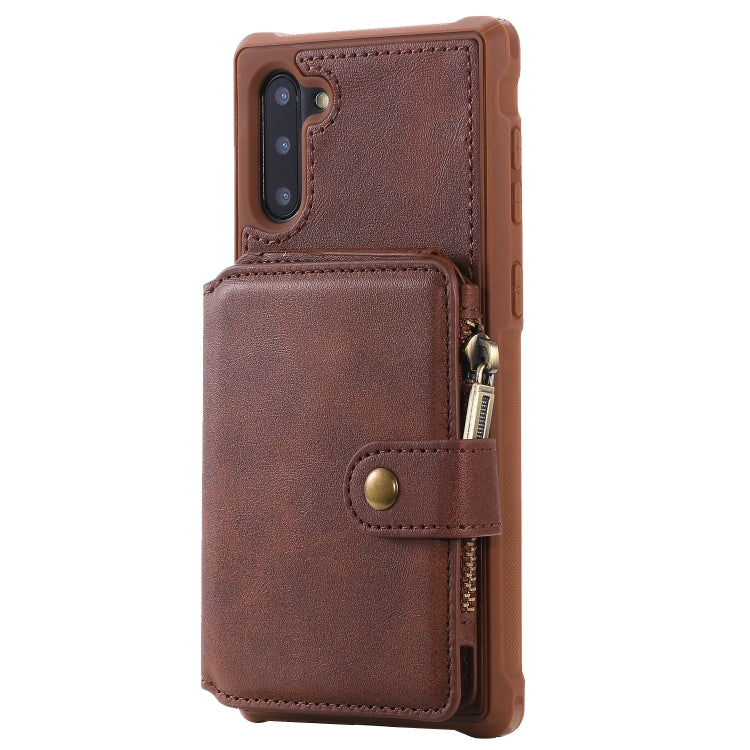 For Galaxy Note 10 Zipper Shockproof Protective Case with Card Slots & Bracket & Photo Holder & Wallet Function