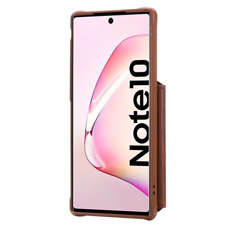 For Galaxy Note 10 Zipper Shockproof Protective Case with Card Slots & Bracket & Photo Holder & Wallet Function