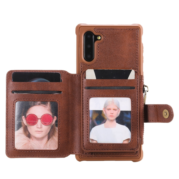 For Galaxy Note 10 Zipper Shockproof Protective Case with Card Slots & Bracket & Photo Holder & Wallet Function