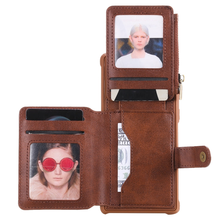 For Galaxy Note 10 Zipper Shockproof Protective Case with Card Slots & Bracket & Photo Holder & Wallet Function