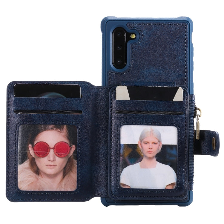 For Galaxy Note 10 Zipper Shockproof Protective Case with Card Slots & Bracket & Photo Holder & Wallet Function