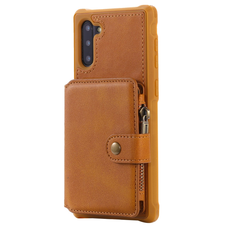 For Galaxy Note 10 Zipper Shockproof Protective Case with Card Slots & Bracket & Photo Holder & Wallet Function