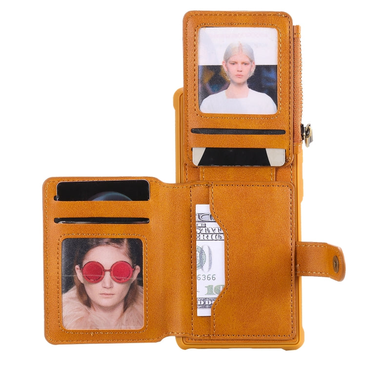 For Galaxy Note 10 Zipper Shockproof Protective Case with Card Slots & Bracket & Photo Holder & Wallet Function