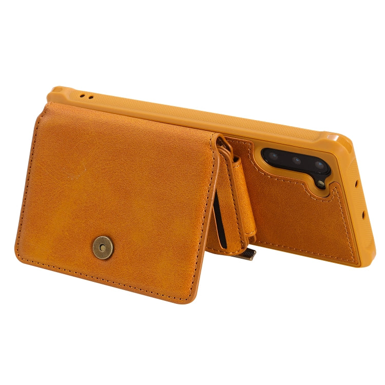 For Galaxy Note 10 Zipper Shockproof Protective Case with Card Slots & Bracket & Photo Holder & Wallet Function