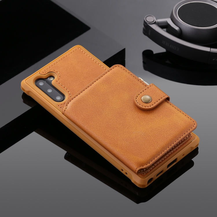 For Galaxy Note 10 Zipper Shockproof Protective Case with Card Slots & Bracket & Photo Holder & Wallet Function