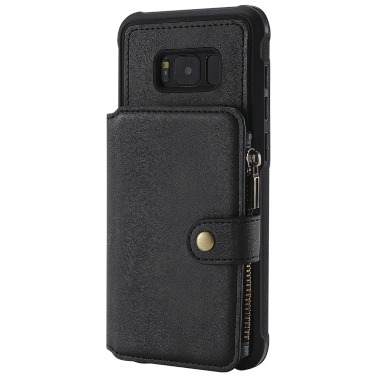 For Galaxy S8 Plus Zipper Shockproof Protective Case with Card Slots & Bracket & Photo Holder & Wallet Function