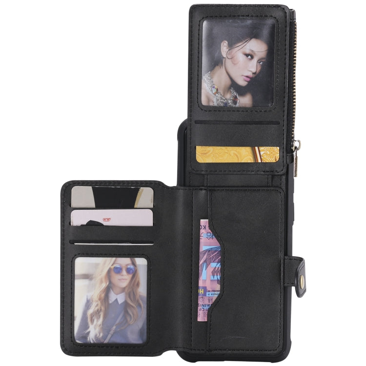For Galaxy S8 Plus Zipper Shockproof Protective Case with Card Slots & Bracket & Photo Holder & Wallet Function