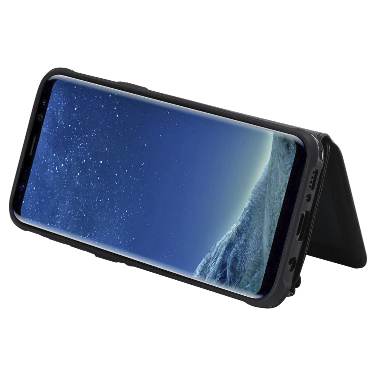 For Galaxy S8 Plus Zipper Shockproof Protective Case with Card Slots & Bracket & Photo Holder & Wallet Function