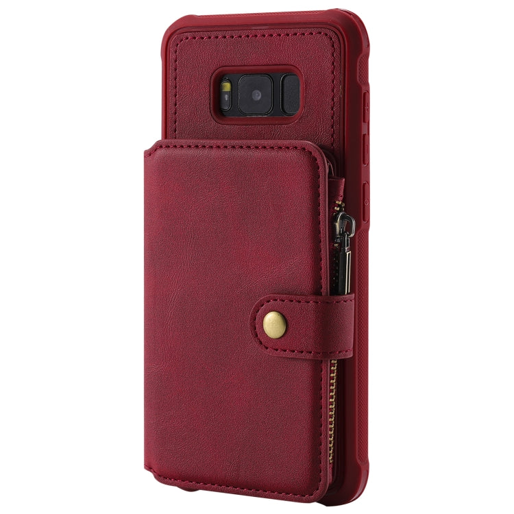 For Galaxy S8 Plus Zipper Shockproof Protective Case with Card Slots & Bracket & Photo Holder & Wallet Function