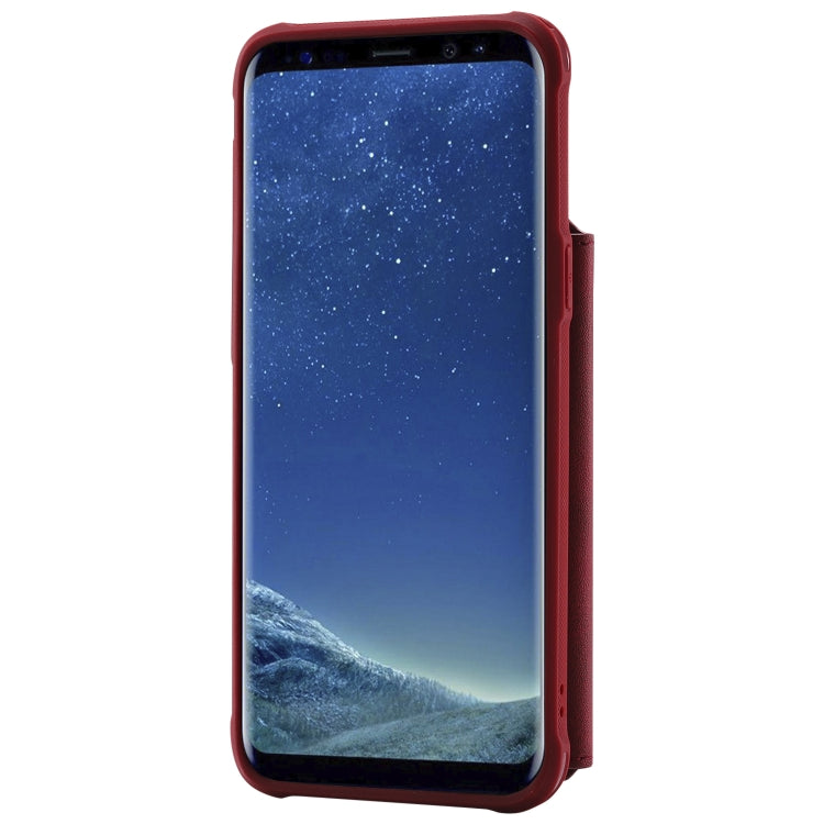 For Galaxy S8 Plus Zipper Shockproof Protective Case with Card Slots & Bracket & Photo Holder & Wallet Function